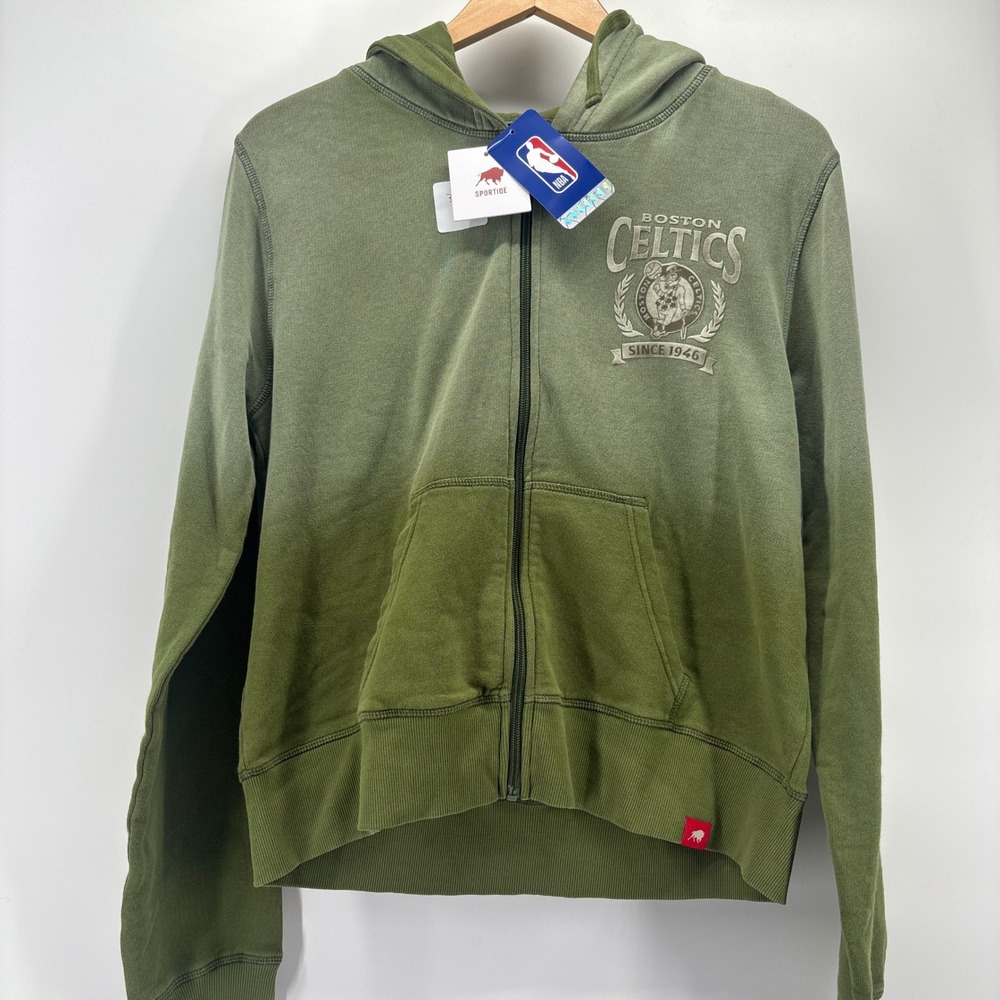 Sportiqe Boston Celtics Hoodie Mens XL Green Ombre Full Zip NBA NWT Basketball